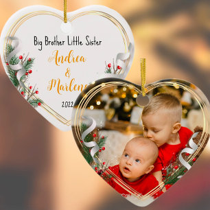 Big Bro Little Sis Foto Holly Pine Gold Rahmen Ornament