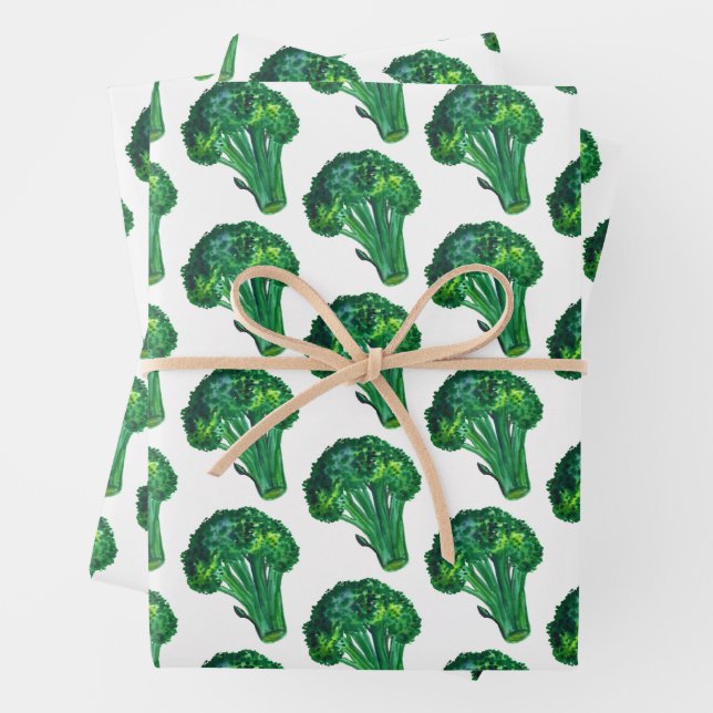 Big Broccoli Watercolor Muster Geschenk Geschenkpapier Set (Beispiel)