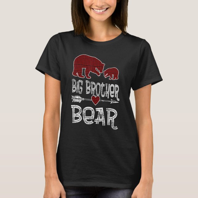 Big Brother Bear Buffalo Kariert Arrow Weihnachten T-Shirt (Vorderseite)