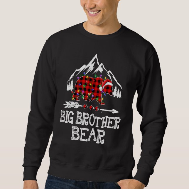 Big Brother Bear Buffalo Plaid Matching Family Chr Sweatshirt (Vorderseite)