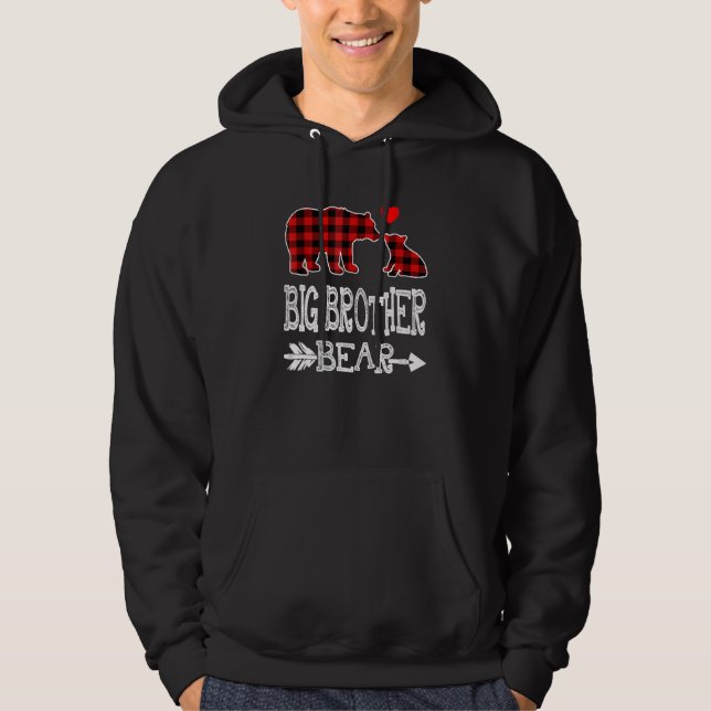Big Brother Bear Red Buffalo Karierter Oma Bär Hoodie (Vorderseite)