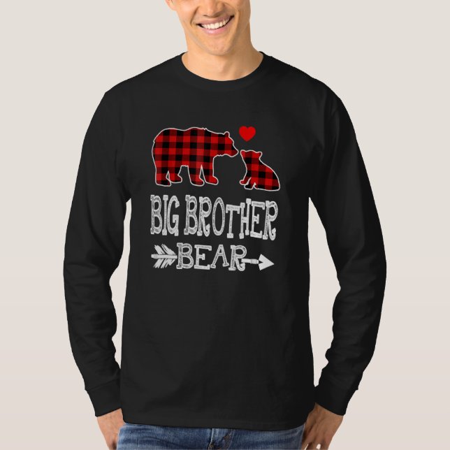 Big Brother Bear Red Buffalo Karierter Oma Bär T-Shirt (Vorderseite)