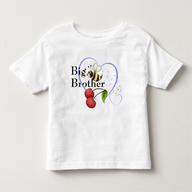 Big Brother Bumble Bee Cherry Blue Heart Kleinkind T-shirt (Vorderseite)