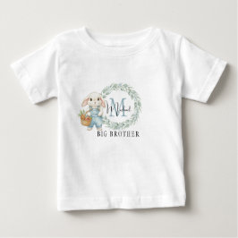 Big Brother Bunny Shirt Personalized Blue Floral