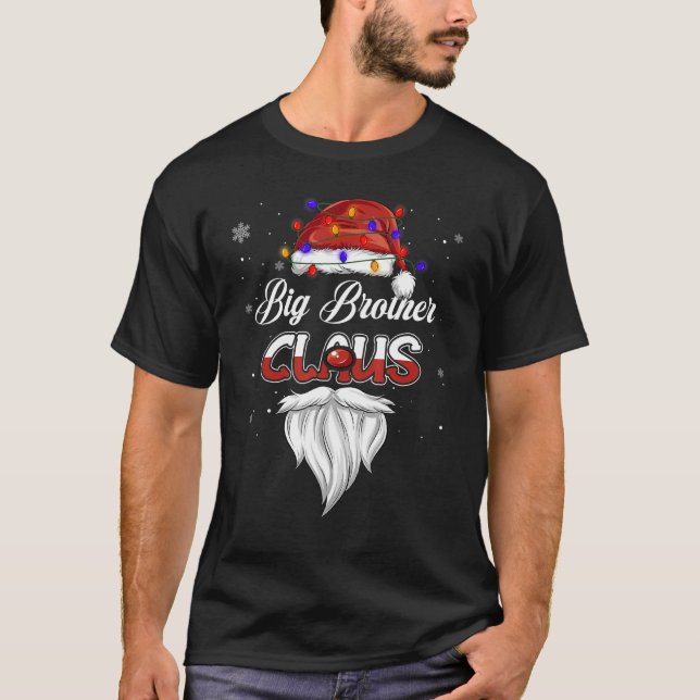 Big Brother Claus Hat Lights Weihnachts Pajama Fam T-Shirt (Vorderseite)