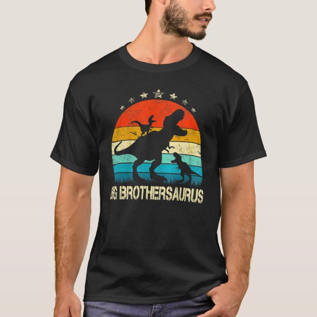 Big Brother Dinosaur Big Brothersaurus 2 Zwei Kind T-Shirt (Vorderseite)
