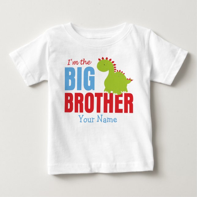 Big Brother Dinosaurier Personalisiert Baby T-shirt (Vorderseite)