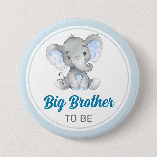 Big Brother Elephant Peanut Blue Baby Boy Dusche Button (Vorderseite)