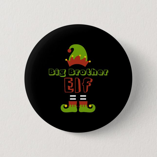 Big Brother Elf Christmas Xmas Cute T Shirt  Button (Vorderseite)