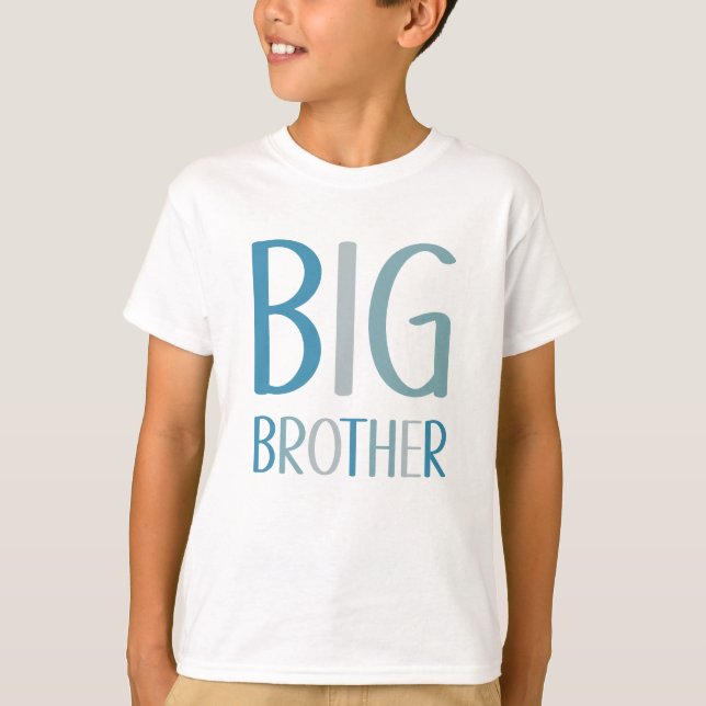 Big Brother Green und Blue Text Boys T - Shirt (Vorderseite)