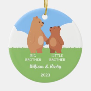 Big Brother & Little Brother Bär, Individuelle Nam Keramik Ornament