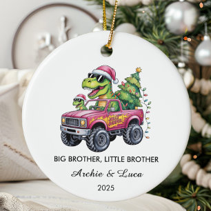 Big Brother Little Brother Dinosaurier Weihnachten Keramik Ornament