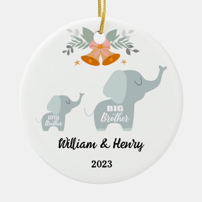 Big Brother & Little Brother Elephant, Individuell Keramik Ornament (Vorne)