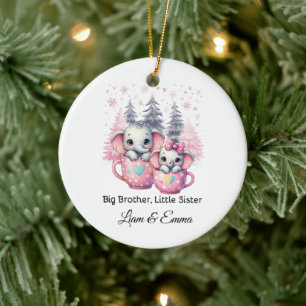 Big Brother Little Sister Elephant Weihnachten Keramik Ornament