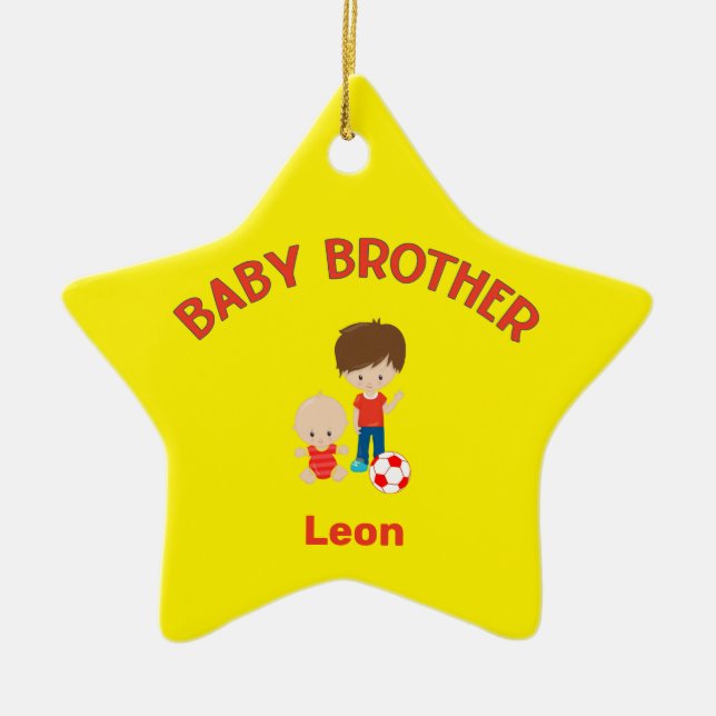 Big Brother mit Baby Brother Baby's Name Star Keramik Ornament (Vorne)