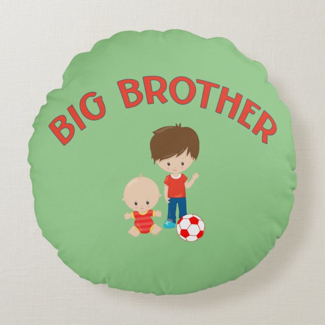 Big Brother mit Baby Brother Round Kissen (Vorderseite)