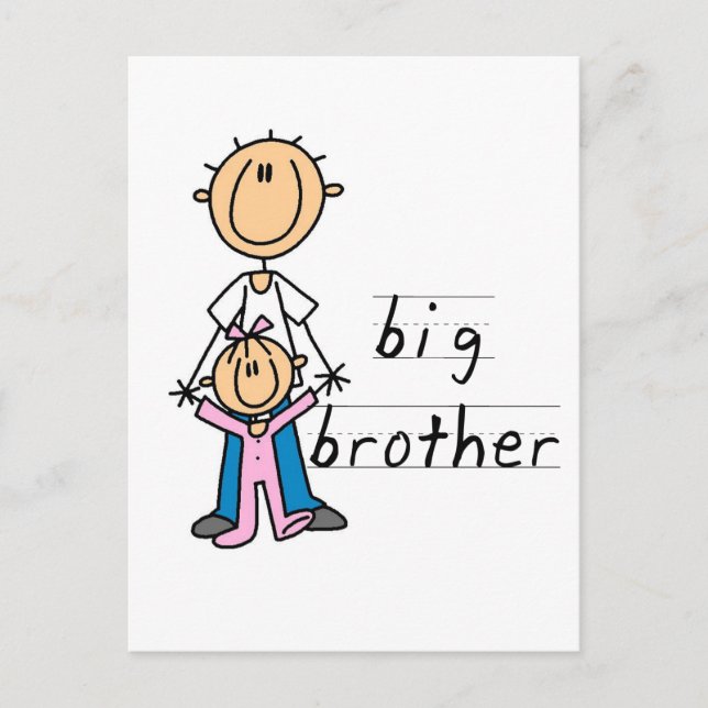 Big Brother mit Babytrampen und Geschenken Postkarte (Vorderseite)