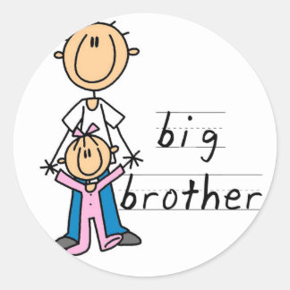 Big Brother mit Babytrampen und Geschenken Runder Aufkleber