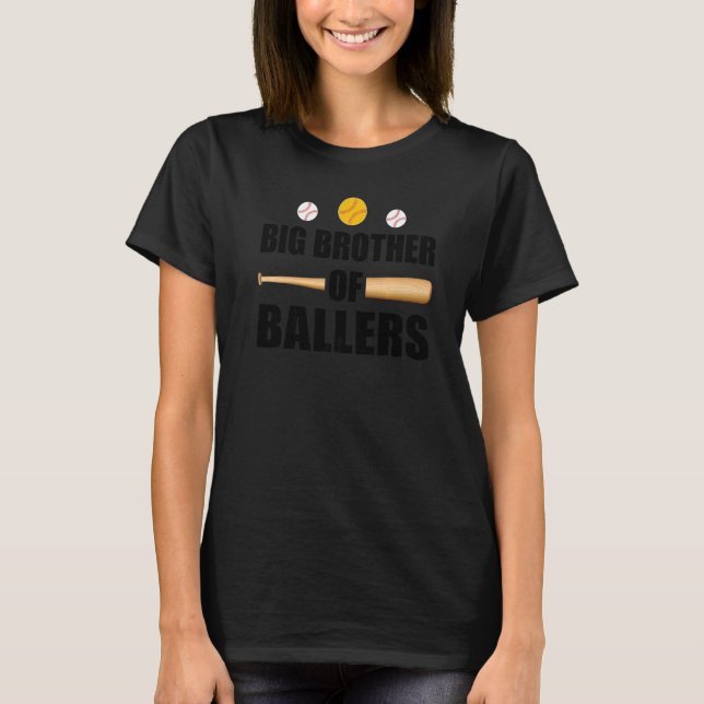 Big Brother of Ballers Spaß Baseball und Softball T-Shirt (Vorderseite)