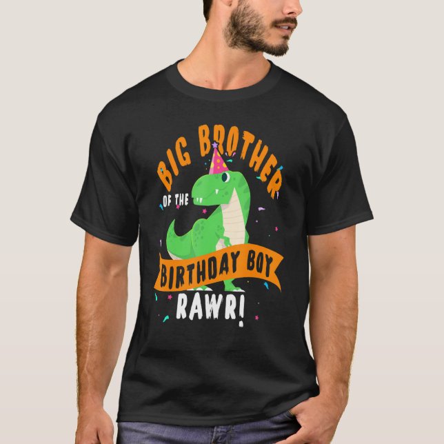 Big Brother of the Birthday Boy Dinosaur Funny Cu T-Shirt (Vorderseite)