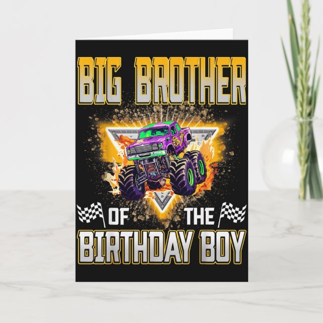Big Brother Of The Birthday Boy Monster Truck Birt Karte (Vorderseite)