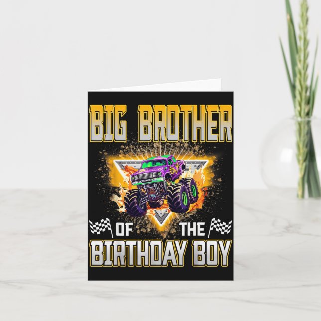 Big Brother Of The Birthday Boy Monster Truck Birt Karte (Vorderseite)