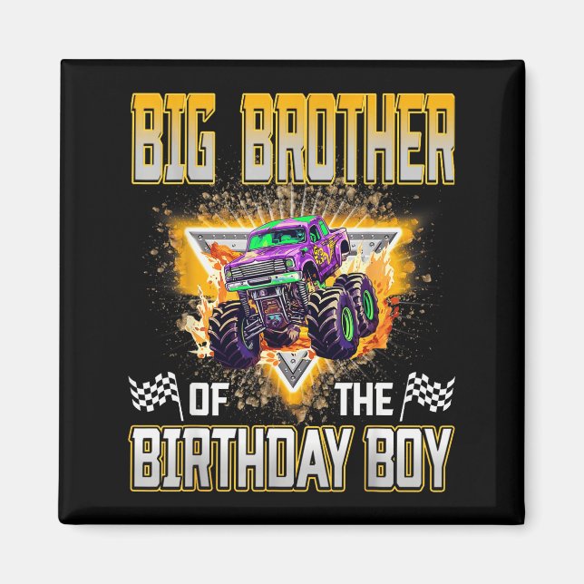 Big Brother Of The Birthday Boy Monster Truck Birt Magnet (Vorne)