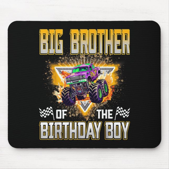 Big Brother Of The Birthday Boy Monster Truck Birt Mousepad (Vorne)