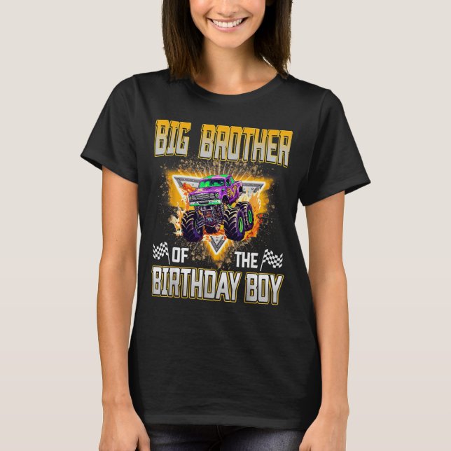 Big Brother Of The Birthday Boy Monster Truck Birt T-Shirt (Vorderseite)
