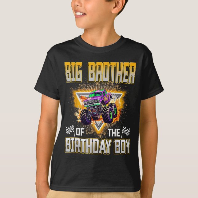 Big Brother Of The Birthday Boy Monster Truck Birt T-Shirt (Vorderseite)
