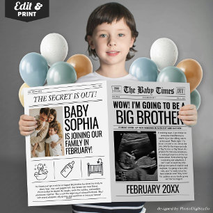 Big Brother Pregnancy Announcement Newspaper Card Karte
