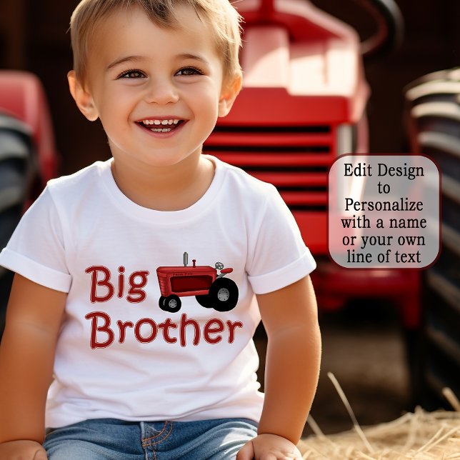 Big Brother Red Farm Traktor Kleinkind T-shirt ("Edit Design" to Personalize with a name or your own line of text.)