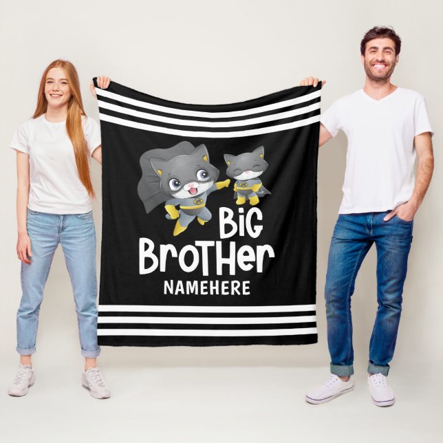 Big Brother Superhero Cat Illustration Individuell Fleecedecke (Beispiel)