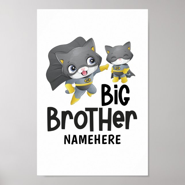 Big Brother Superhero Cat Individuelle Name Poster (Vorne)
