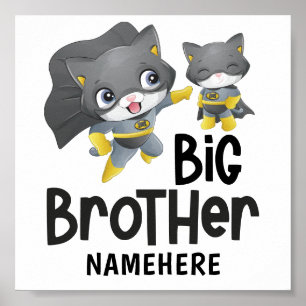 Big Brother Superhero Cat Individuelle Name Poster