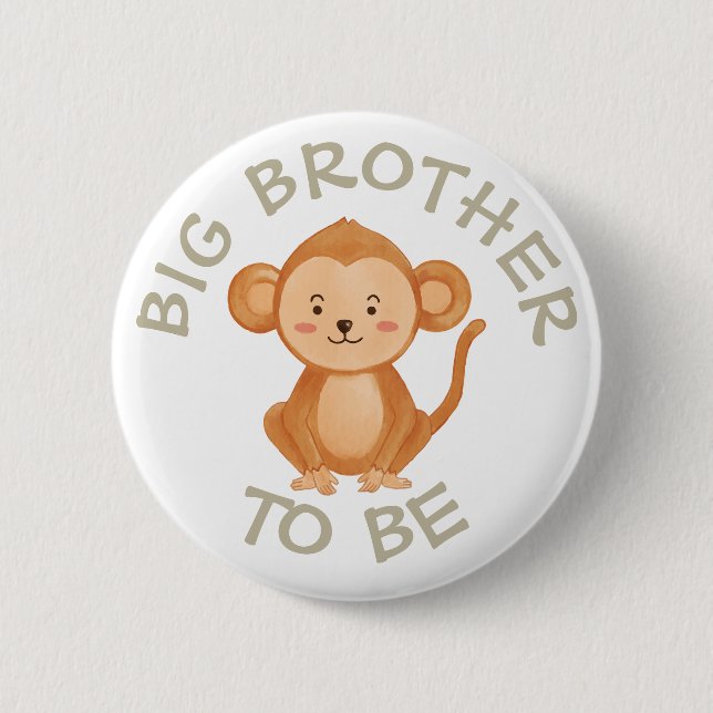 Big Brother to be Baby Shower Button Wild One Zoo (Vorderseite)