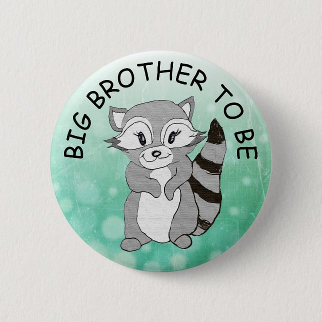 Big Brother to be Baby Shower Kleiner Raccoon Button (Vorderseite)