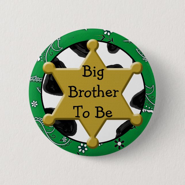 Big Brother to Be Blue Bandanna Baby Duschknopf Button (Vorderseite)