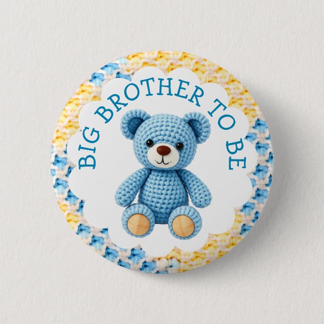 Big Brother to Be | Boy's Baby Shower Button (Vorderseite)