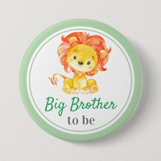 Big Brother to be Jungle Safari Baby Boy Shower Button (Vorderseite)