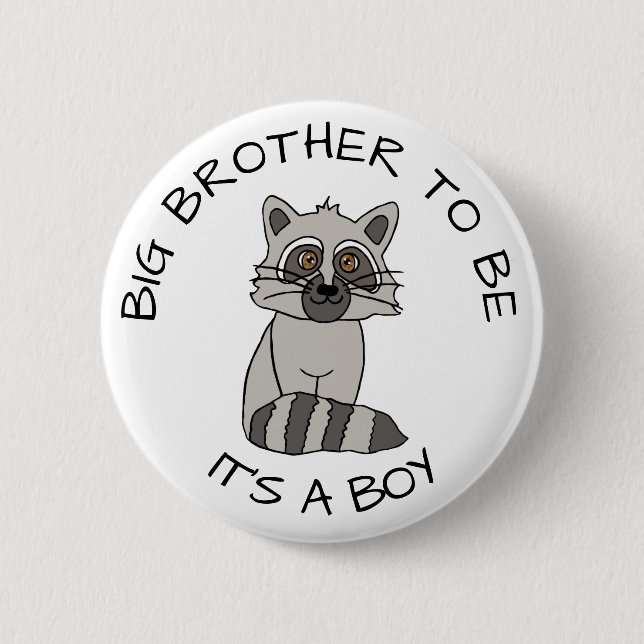 Big Brother to be Racoon Baby Dusche Button (Vorderseite)