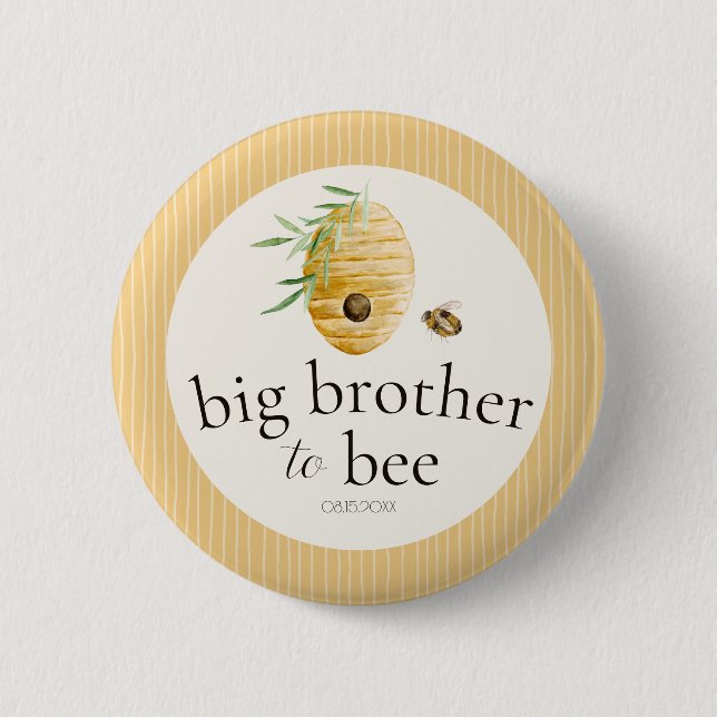 Big Brother To Bee Bumblebee Baby Shower Family  Button (Vorderseite)