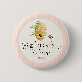Big Brother To Bee Pink Girl Baby Shower Family Button