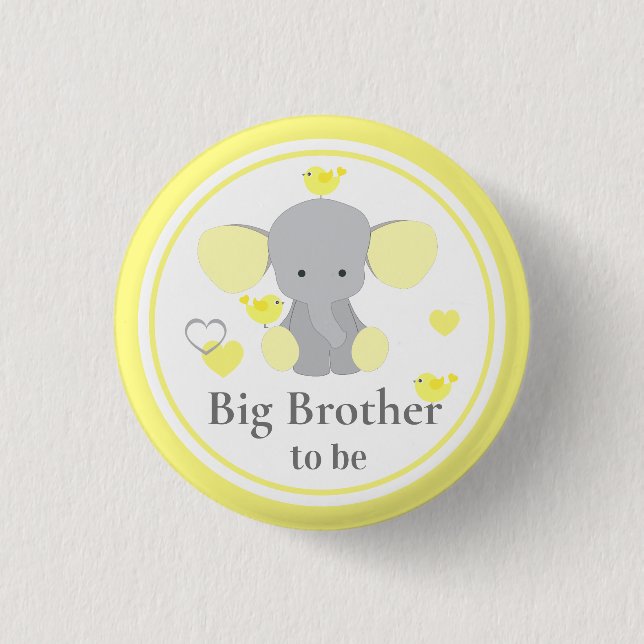 Big Brother, um Baby Boy Girl Dusche Elefant Button (Vorderseite)