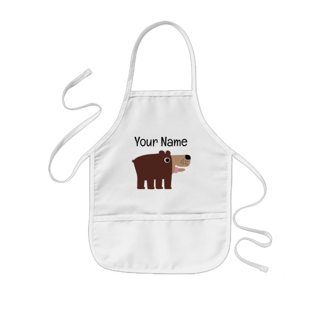 Big brown cub bear cartoon kid's bib apron kinderschürze (Vorne)