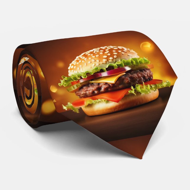 Big Brown Hamburger Neck Tie Krawatte (Gerollt)