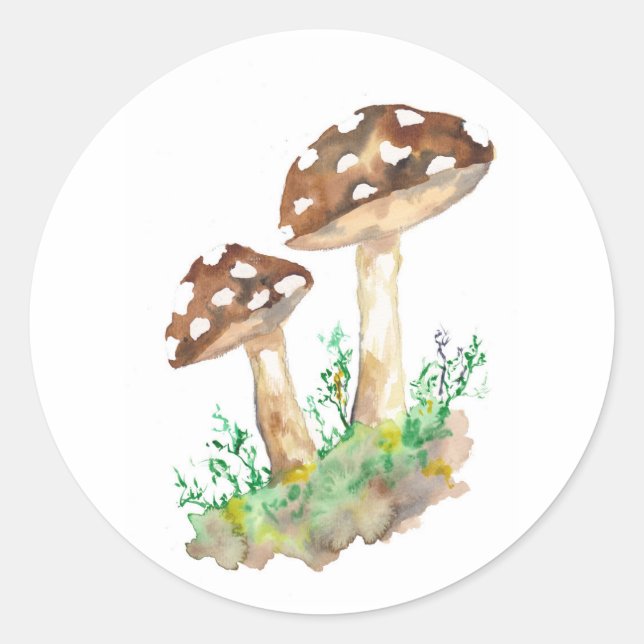 Big Brown Mushrooms Runder Aufkleber (Vorderseite)
