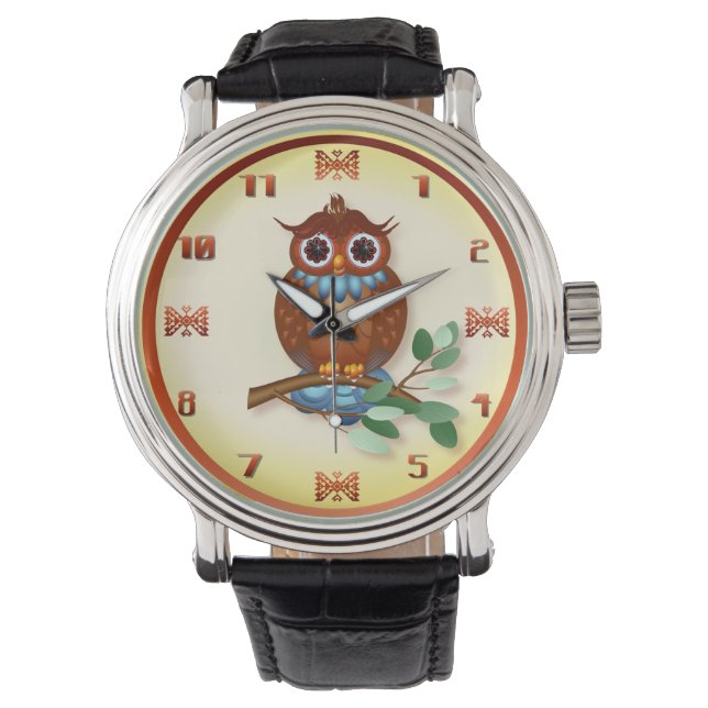 Big Brown Owl Armbanduhr (Vorderseite)