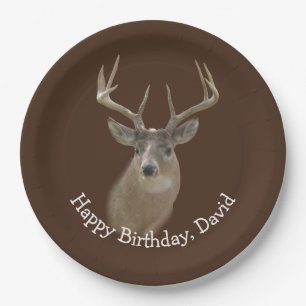 Big Buck Deer Birthday Pappteller