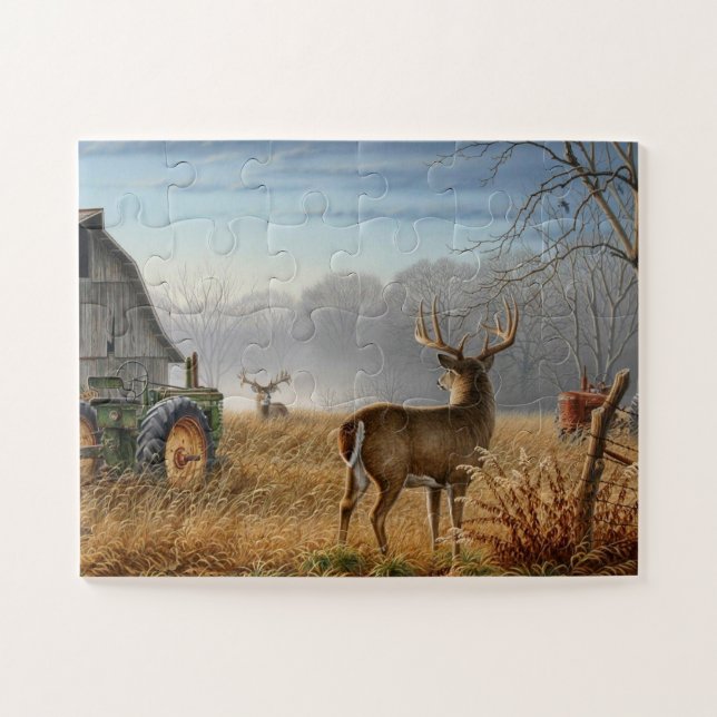 Big Buck Deer Showdown auf dem Bauernhof Puzzle (Horizontal)